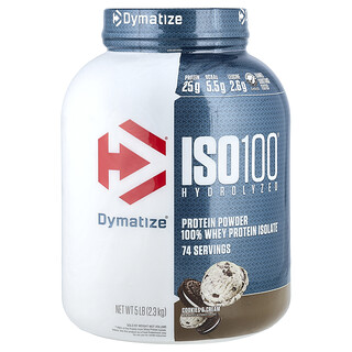 Dymatize, ISO100 水解 全 乳清分離蛋白，曲奇&霜淇淋味，5 磅（2.3 千克）