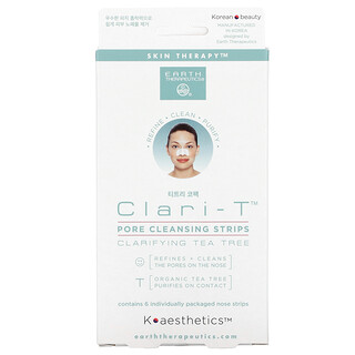 Earth Therapeutics, Clari-T 毛孔清潔貼，深層清潔茶樹，6 片鼻貼