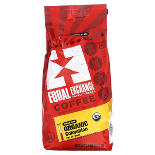 Equal Exchange, 有機咖啡，哥倫比亞，全豆，全都會烘焙，12 盎司（340 克）