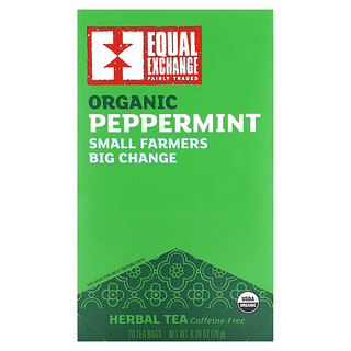 Equal Exchange, 有機薄荷，草本茶，無咖啡萃取，20 茶包，0.99 盎司（28 克）