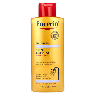 Eucerin, 皮膚舒緩沐浴露，適用於乾燥瘙癢肌膚，無香，16.9 液量盎司（500 毫升）