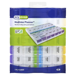 Ezy Dose, 每週 4X/天，帶按鈕的服方劑時間計畫器，2XL，1 個
