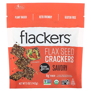 Flackers, 亞麻籽餅乾，可口，5 盎司（142 克）