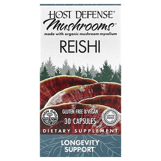 Host Defense, 蘑菇™，靈芝，30 粒膠囊（每粒膠囊 0.5 克）