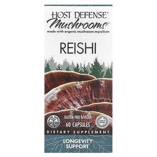 Host Defense, 蘑菇™，靈芝，60 粒膠囊（每粒膠囊 0.5 克）