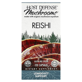 Host Defense, Mushrooms™，靈芝，120 粒膠囊