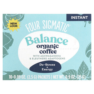 Four Sigmatic, 南非醉茄刺五加適應原速溶咖啡粉，平衡，中度烘焙，10 包，每包 0.09 盎司（2.5 克）