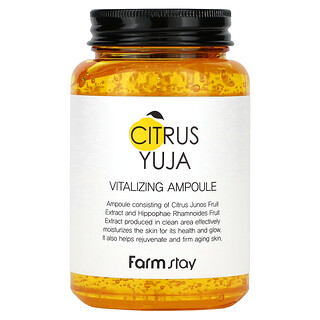 Farmstay, Citrus Yuja，煥活安瓿，適合各種膚質，8.45 液量盎司（250 毫升）
