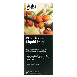 Gaia Herbs, Plant Force Liquid Iron，16 盎司（473 毫升）