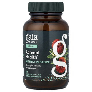 Gaia Herbs, 腎上腺健康®，夜間修復，60 粒液體 Phyto-Caps® 膠囊