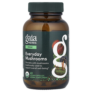 Gaia Herbs, 日常蘑菇，40 粒全素膠囊