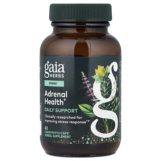 Gaia Herbs, 腎上腺健康®，日常幫助，60 粒液體 Phyto-Caps® 膠囊