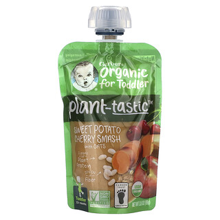 Gerber, Organic For Toddler, Plant-tastic, 12+ Months, Sweet Potato Cherry Smash With Oats, 3.5 oz (99 g)