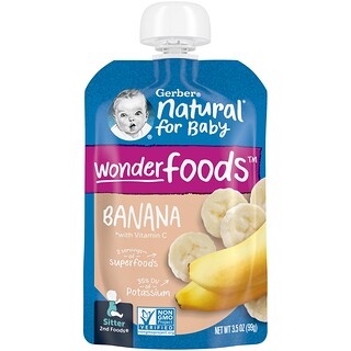 Gerber, Natural for Baby®，Wonder Foods™，2 階段輔食，香蕉，3.5 盎司（99 克）