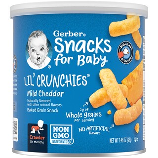 Gerber, Lil'Crunchies，8 個月以上兒童，淡味切達奶酪，1.48 盎司（42 克）