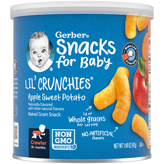 Gerber, 嬰兒零食，Lil' Crunchies，烘焙穀物零食，8 個月以上，蘋果甘薯，1.48 盎司（42 克）