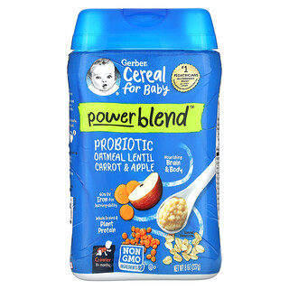 Gerber, 嬰兒穀物，混合粉，8 個月以上，益生菌燕麥，扁豆、胡蘿蔔和蘋果，8 盎司（227 克）