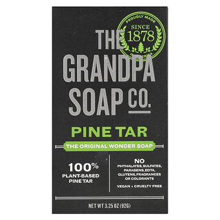 The Grandpa Soap Co., 潔面&沐浴&洗髮香皂，松焦油，3.25 盎司（92 克）