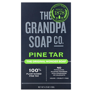 The Grandpa Soap Co., Face Body & Hair Bar Soap, 奇跡松焦油皂, 4.25 盎司 (120 g)