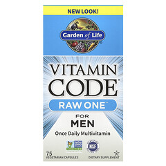 Vitamin Code®，RAW One™，男性每日一次多維生素，75 粒素食膠囊