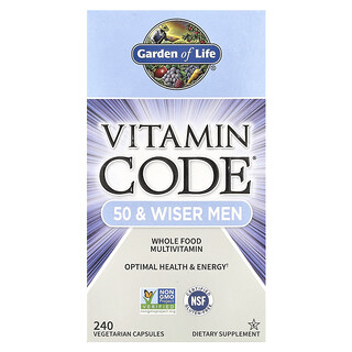 Garden of Life, Vitamin Code，50 歲及以上男性，全食多維生素，240 粒素食膠囊