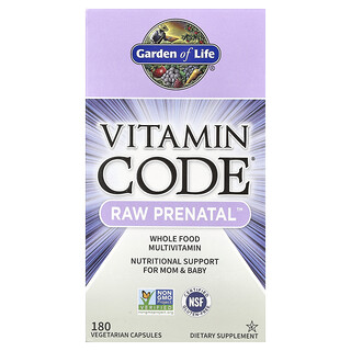 生命花園, Vitamin Code®，未加工產前營養™，180 粒素食膠囊