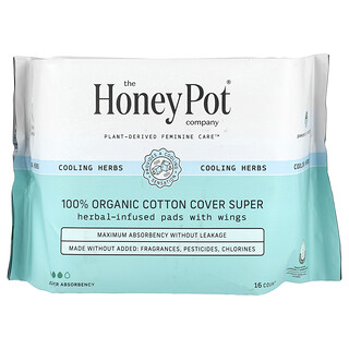 The Honey Pot Company, 有機草本護翼護墊，超大流量，16 片