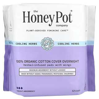 The Honey Pot Company, 有機草本浸入式護翼衛生巾，夜用，12 片