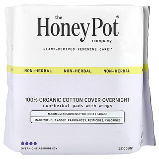The Honey Pot Company, 有機非草本護翼護墊，夜用，12 片