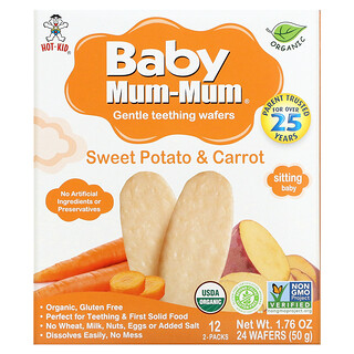 Hot Kid, Baby Mum-Mum，有機地瓜 & 紅蘿蔔米餅，24塊米餅，每塊1.76盎司（50克）