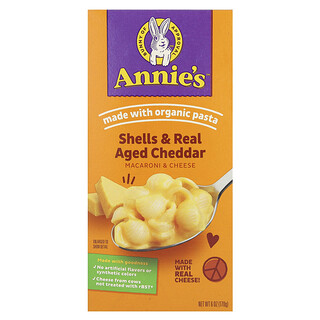 Annie's Homegrown, 通心粉和乳酪，貝殼面和真正的陳年切達乾酪，6 盎司（170 克）