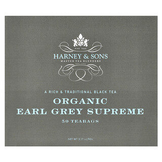 Harney & Sons, 紅茶，優質有機格雷伯爵茶，50 茶包，3.17 盎司（90 克）