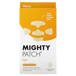 Hero Cosmetics, Mighty Patch，面部，油性、混合性肌膚，5 片水膠體貼片