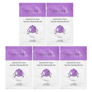 Idealove, Superfood Skin Savior, Acai You Checking Me Out，5 片美容片裝面膜，每片 0.68 液量盎司（20 毫升）