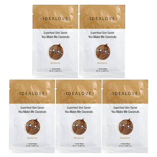 Idealove, Superfood Skin Savior，You Make Me Coconuts，5 片美容片裝面膜，每片 0.68 液量盎司（20 毫升）