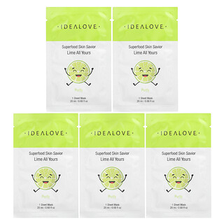 Idealove, Superfood Skin Savior, Lime All Yours，5 片美容面膜，每片 0.68 液量盎司（20 毫升）