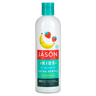 Jason Natural, 兒童無淚超溫和護髮素，草莓香蕉香，12 液量盎司（355 毫升）