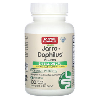 Jarrow Formulas, 全素，Jarro-Dophilus Plus FOS，益生菌 + 益生元，34 億 CFU，100 粒素食膠囊