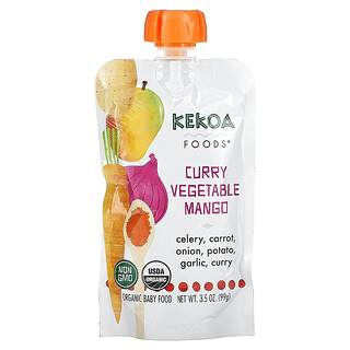 Kekoa, 有機嬰幼兒食品，咖哩蔬菜芒果，3.5 盎司（99 克）