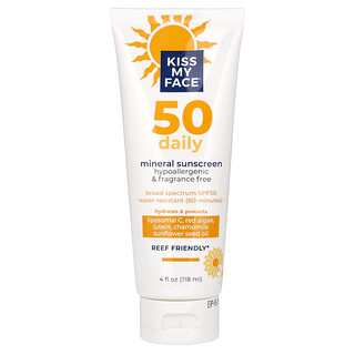 Kiss My Face, 50 Daily, Mineral Sunscreen, SPF 50, Fragrance Free, 4 fl oz (118 ml)