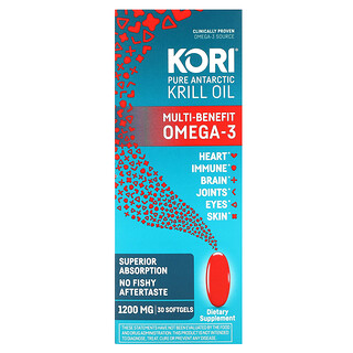 Kori, 全大西洋磷蝦油，多種有益 Omega-3，1,200 毫克，30 粒軟凝膠