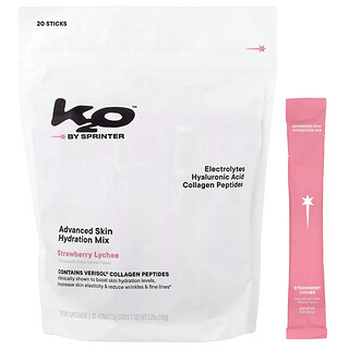 k2o by Kylie Jenner, 進階肌膚保濕配方，草莓荔枝口味，20 條入，每條 0.26 盎司（7.5 公克）