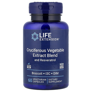 Life Extension, 十字花科蔬菜提取物混合物，含白藜蘆醇，60 粒素食膠囊