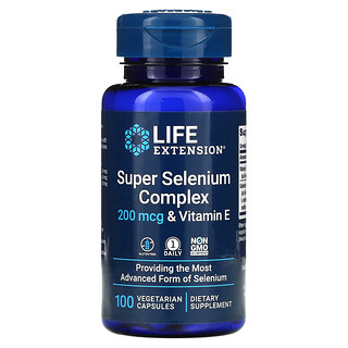 Life Extension, 特優複合硒素食膠囊，含維生素 E，200 微克，100 粒裝