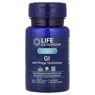 Life Extension, Florassist® 益生菌，帶噬菌體技術的 GI，30 粒液體素食膠囊