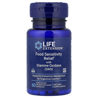 Life Extension, 用於緩解食物敏感的二胺氧化酶 (DAO)，4.3 毫克，60 粒素食膠囊
