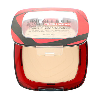 L'Oréal, Infallible 24H Fresh Wear，Foundation in a Powder，10 瓷白色，0.31 盎司（9 克）