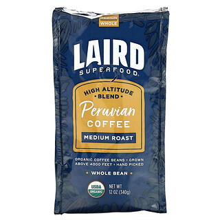 Laird Superfood, 有機秘魯咖啡，整豆，中度烘焙，12 盎司（340 克）