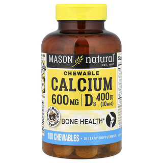 Mason Natural, 可咀嚼鈣+ D3，咖啡抹茶味，600 毫克，100 片咀嚼片