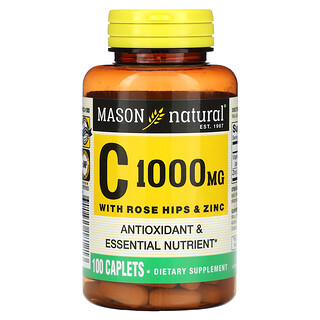Mason Natural, Vitamin C with Rose Hips & Zinc, 1,000 mg, 100 Caplets